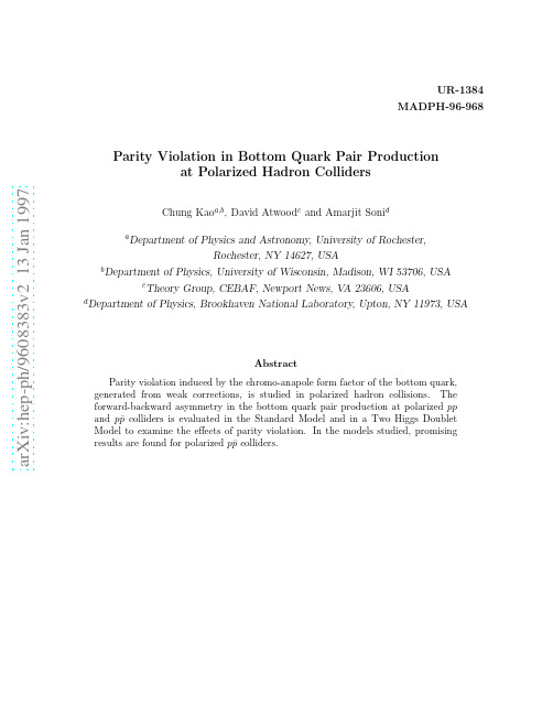 Parity Violation in Bottom Quark Pair Production at Polarized Hadron Colliders
