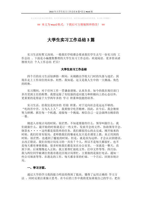 2018年大学生实习工作总结3篇-范文word版 (9页)