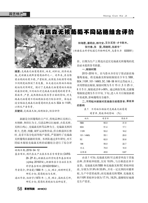 克瑞森无核葡萄不同砧穗组合评价