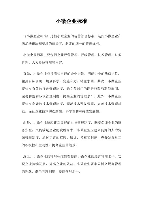 小微企业标准