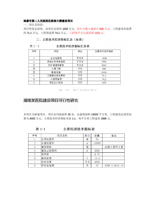 建设医院成本