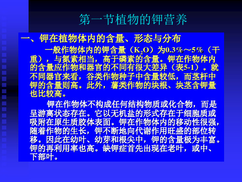 植物的钾素营养与钾肥