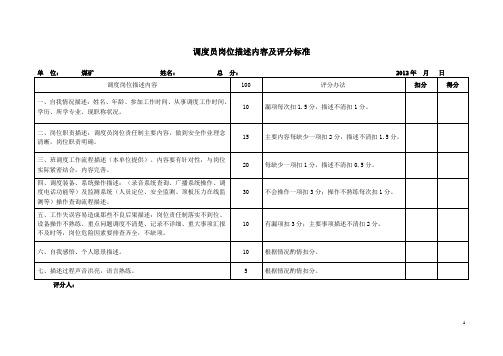 调度员岗位描述及评分标准