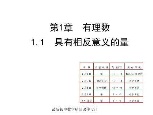 最新湘教初中数学七年级上册《1.1 具有相反意义的量》精品PPT课件 (2)