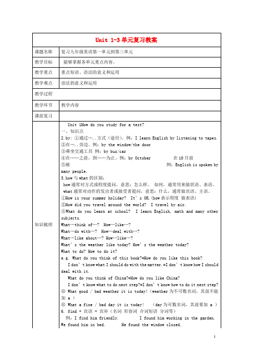 2013年九年级英语全册 Unit 1-3单元复习教案(典型例题+巩固训练+课后作业) 人教新目标版