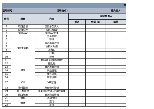 大型活动现场人员联系表