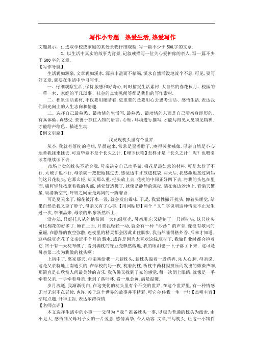 2018七年级语文上册第一单元写作小专题热爱生活热爱写作习题新人教版