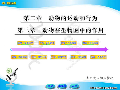 初中生物中考复习人教版第五单元第二章动物的运动和行为第三章动物在生物圈中的作用ppt课件