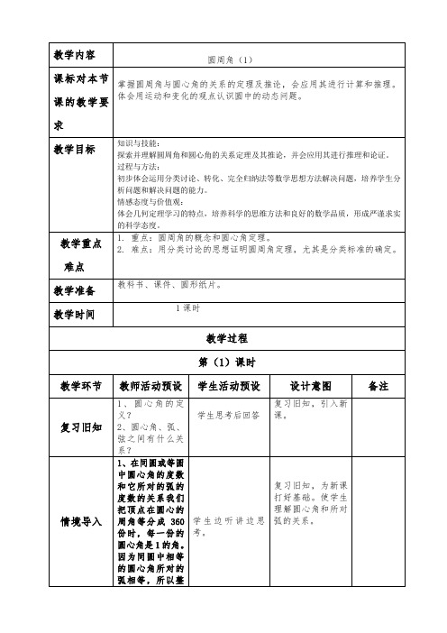 圆周角1教案