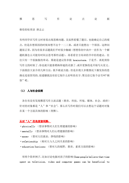 雅思写作论点论据