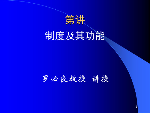 制度及其功能