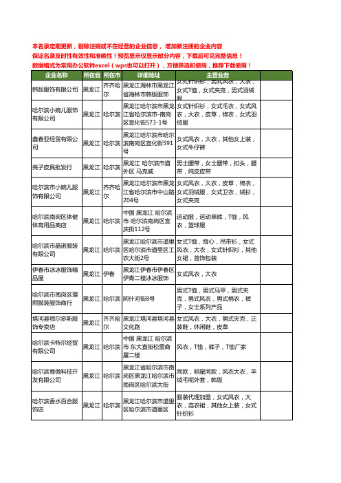 新版黑龙江省风衣工商企业公司商家名录名单联系方式大全45家