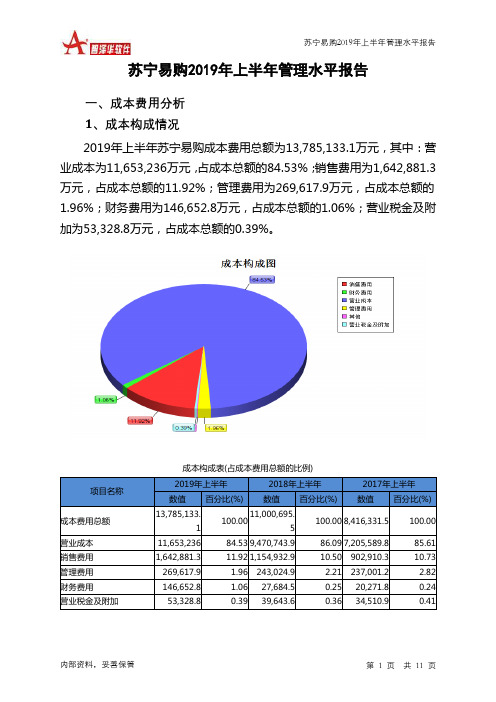 苏宁易购2019年上半年管理水平报告