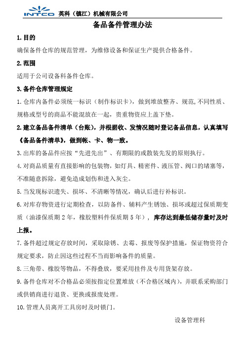 备品备件管理办法