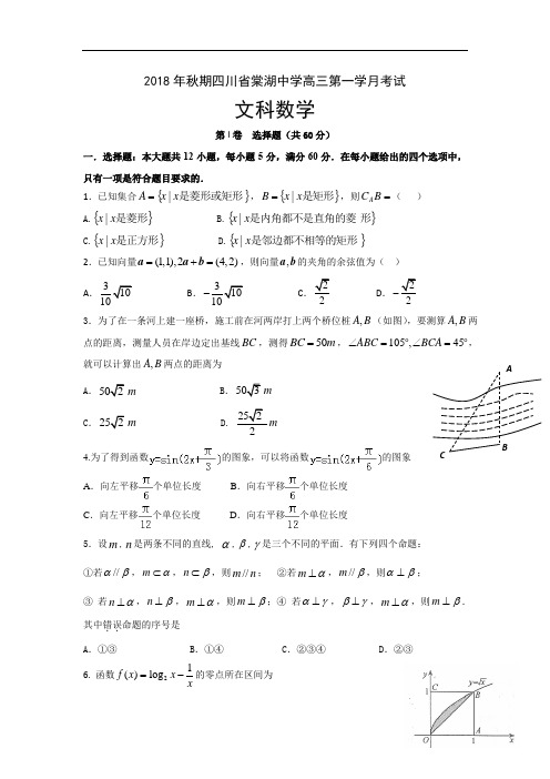 四川省棠湖中学高三上学期第一次月考数学(文)试题 