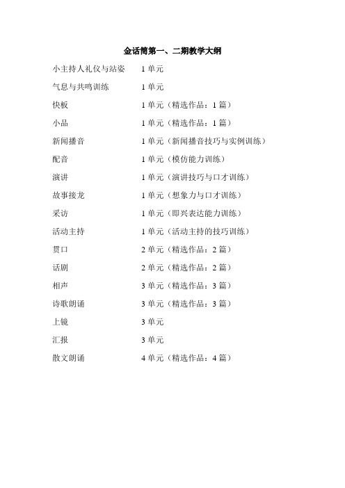 金话筒第一、二期教学大纲