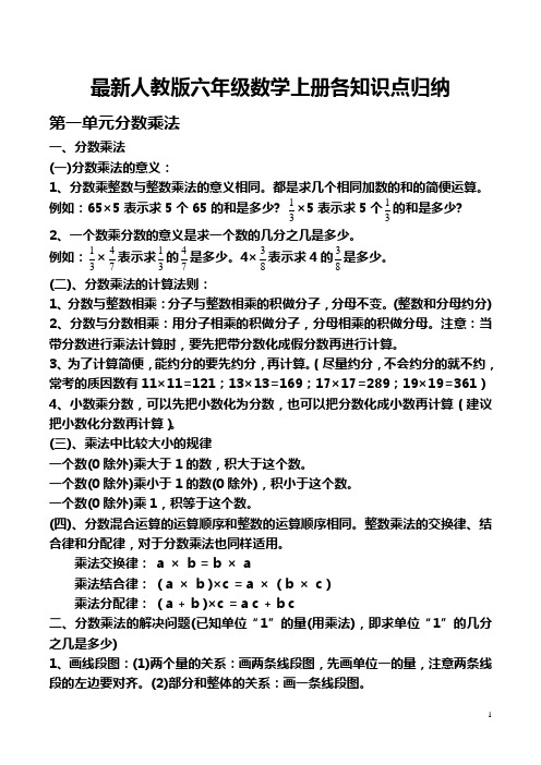 最新人教版六年级数学上册知识点归纳