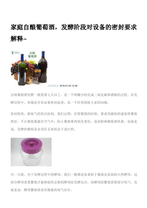 家庭自酿葡萄酒,发酵阶段对设备的密封要求解释~