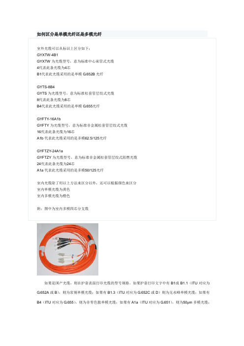 如何区分是单模光纤还是多模光纤