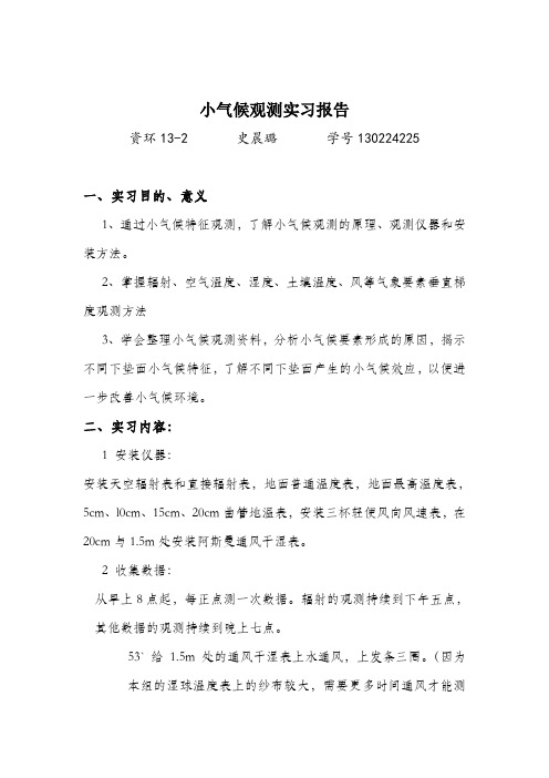 小气候观测实习报告概述