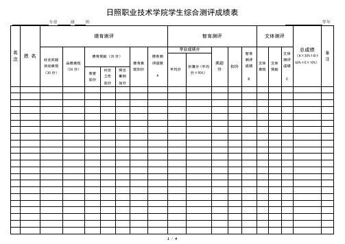 日照职业技术学院学生综合测评成绩表