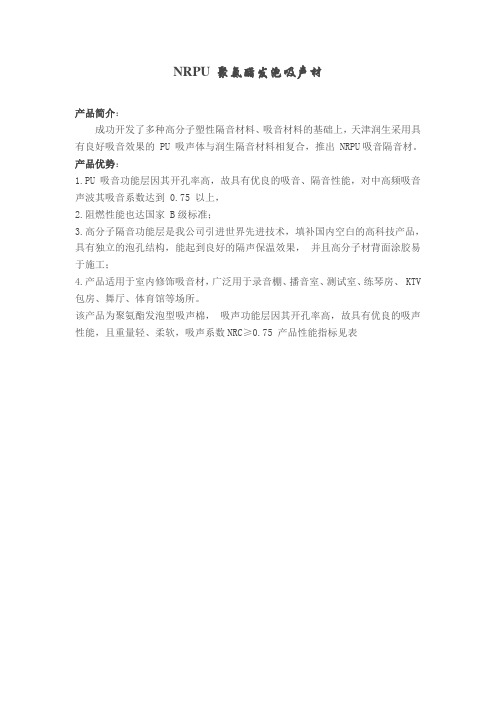NRPU 聚氨酯发泡吸声材