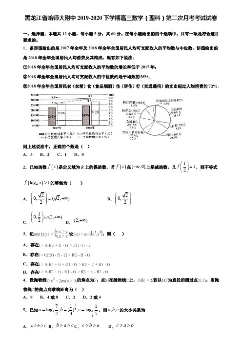 【附加15套高考模拟试卷】黑龙江省哈师大附中2019-2020下学期高三数学(理科)第二次月考考试试卷含答案