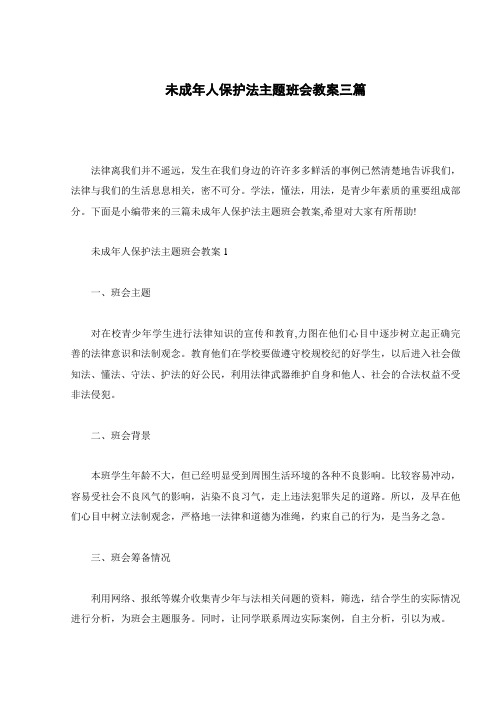 未成年人保护法主题班会教案三篇