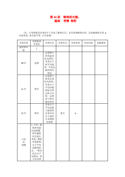 高考物理一轮总复习 第七章 第44讲 物体的内能、教案 新人教版选修3-3