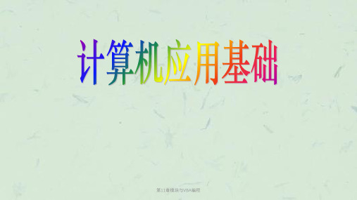 第11章模块与VBA编程