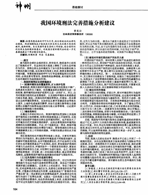 我国环境刑法完善措施分析建议