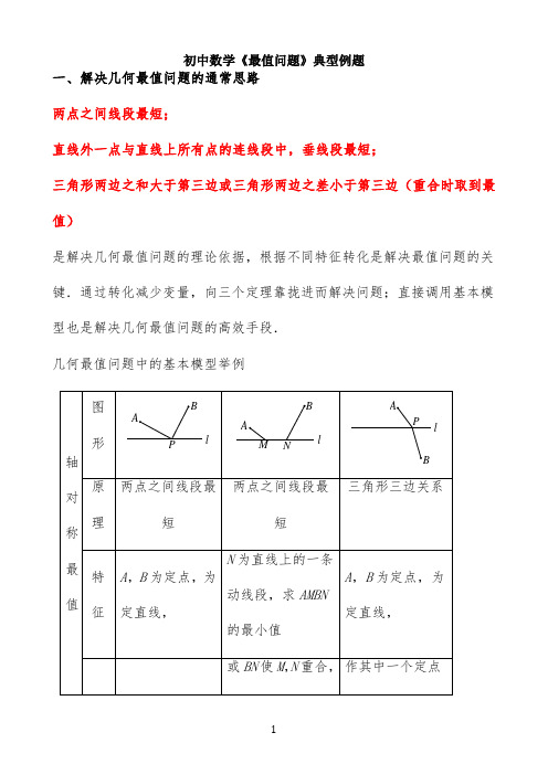 初中数学《最值问题》典型例题 -【完整版】