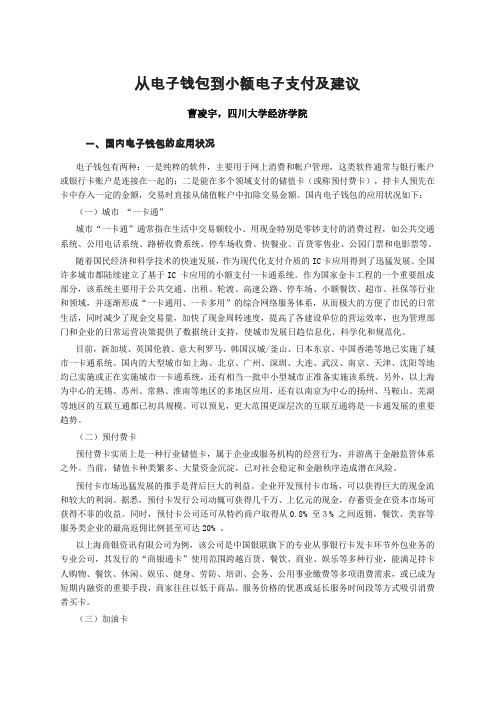 从电子钱包到小额电子支付及建议