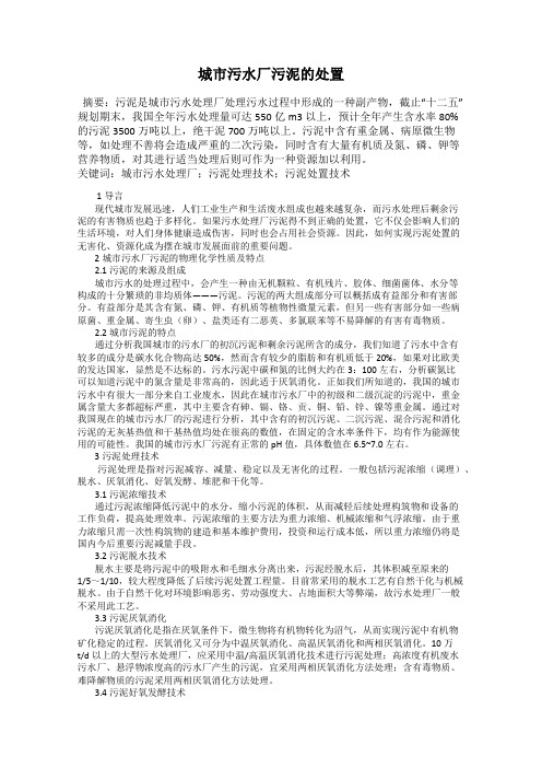 城市污水厂污泥的处置