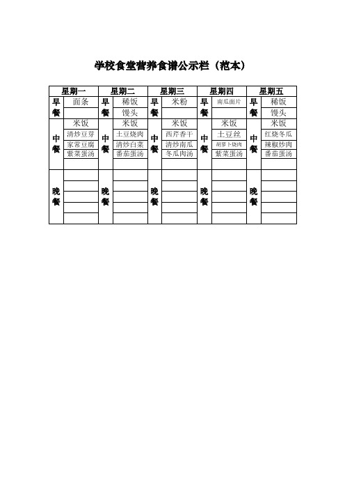 食堂公示栏样式