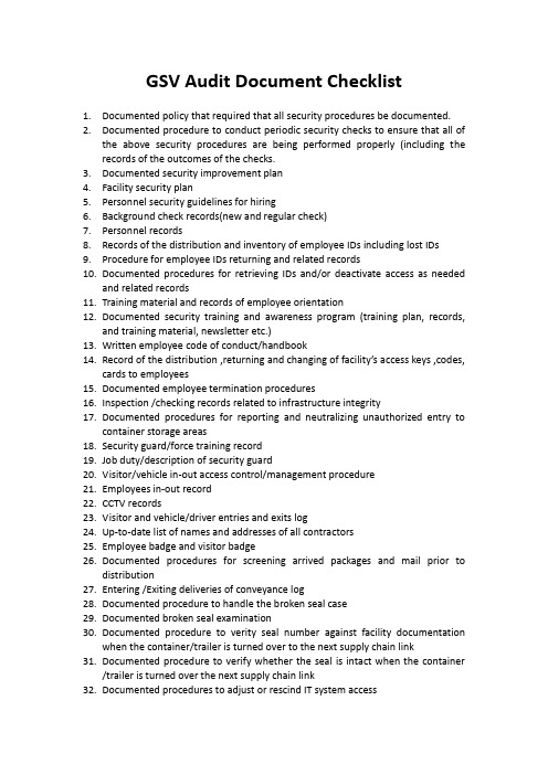 revisied GSV Checklist