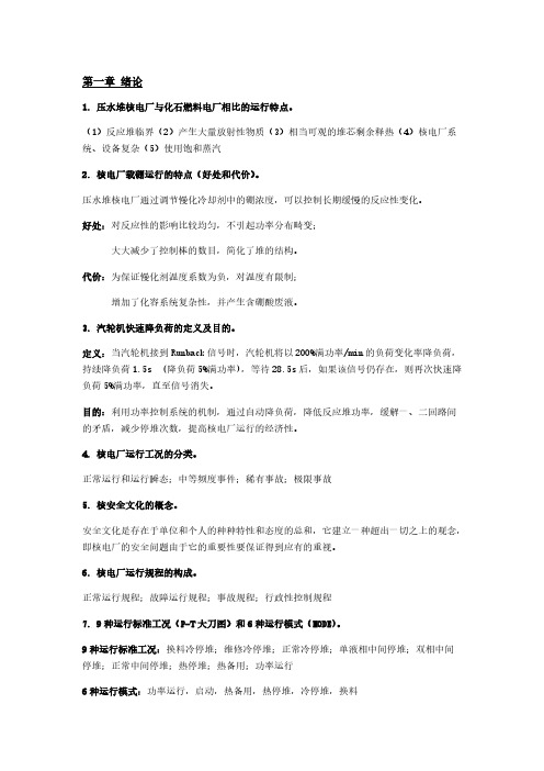 【免费下载】核电站运行 复习大纲整理版