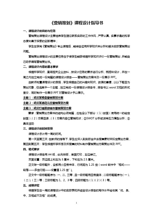 营销策划课程设计指导书