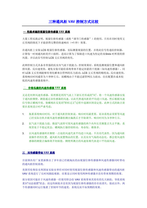 通风柜变风量控制方式比较