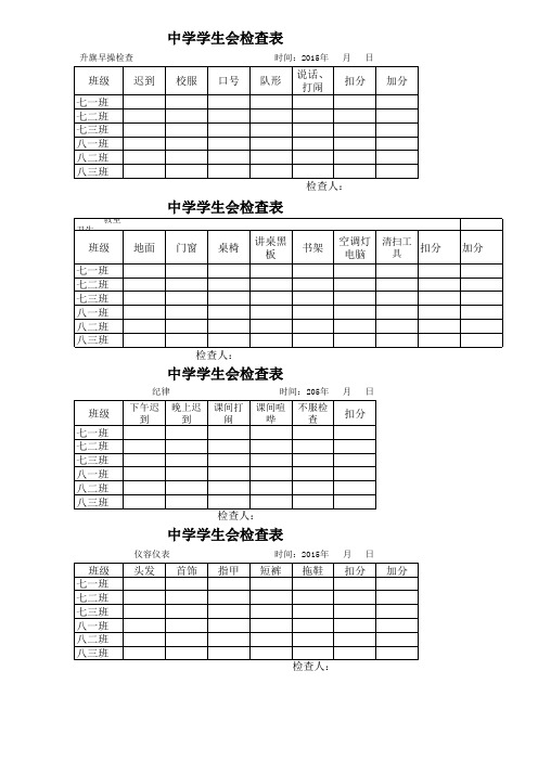 初中部学生会检查表