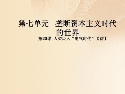 九年级历史上册第七单元垄断资本主义时代的世界20人类迈入“电气时代”同步教学课件新人教版