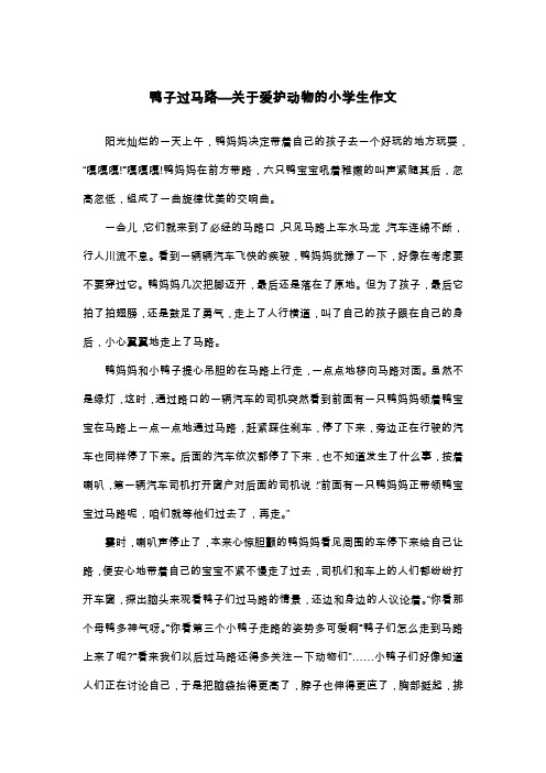 鸭子过马路—关于爱护动物的小学生作文_看图写话
