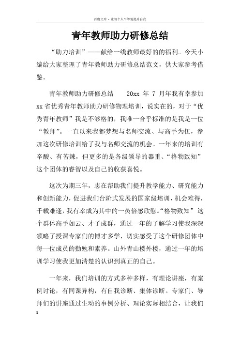 青年教师助力研修总结
