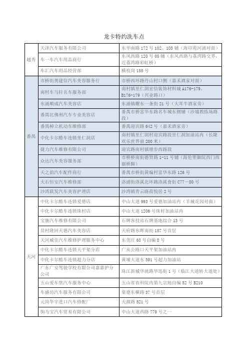 龙卡特约洗车点