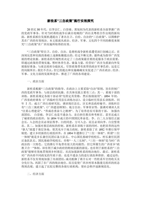 新桂系“三自政策”施行实效探究