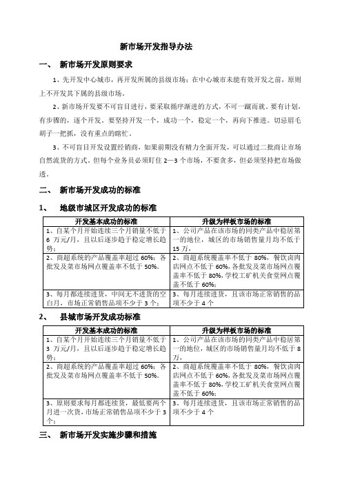 新市场开发指导办法