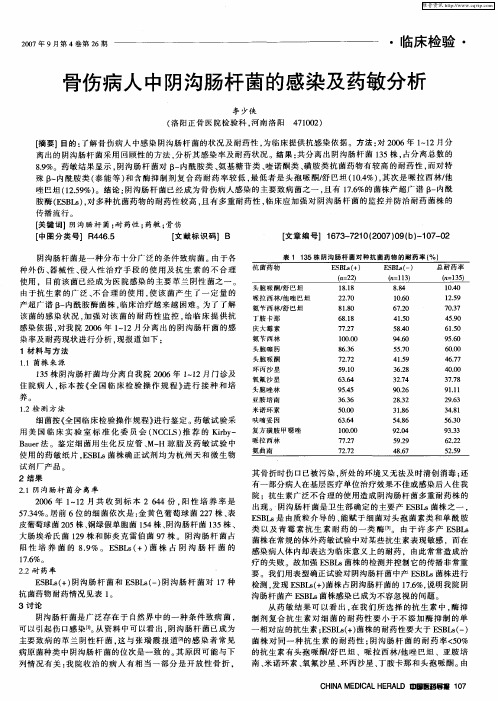 骨伤病人中阴沟肠杆菌的感染及药敏分析