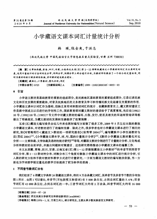小学藏语文课本词汇计量统计分析