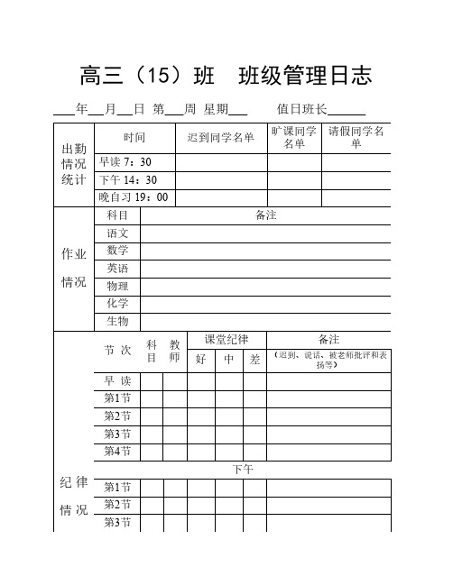 高中班级管理日志