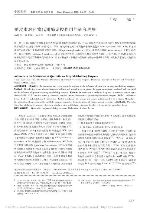 槲皮素对药物代谢酶调控作用的研究进展_杨婷玉